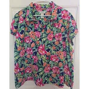 Tropical Coastal Caribbean Joe Floral Short Sleeve Polo Size 3x